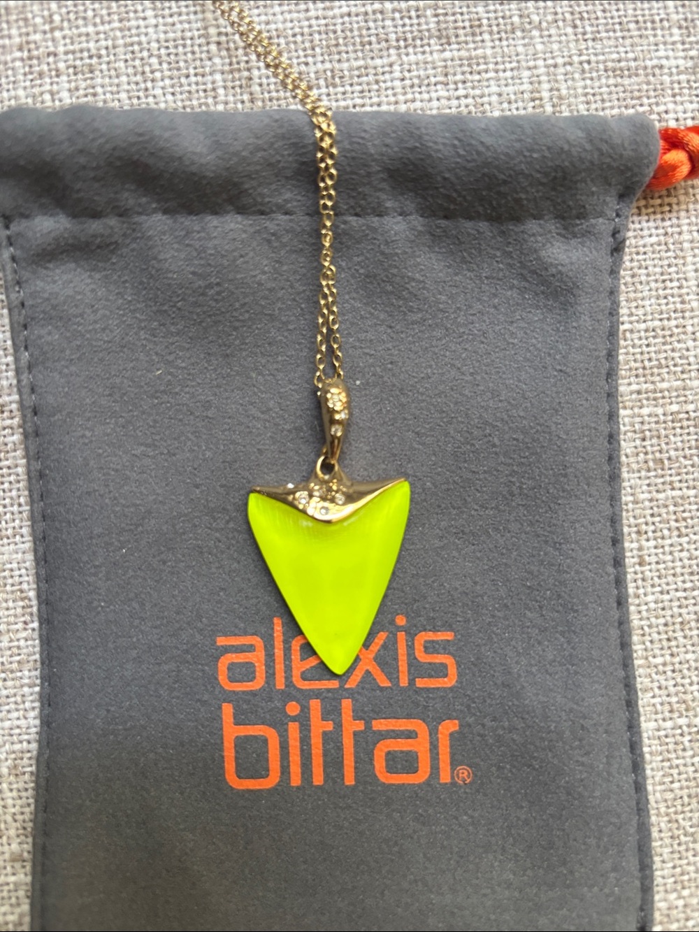 Alexis Bittar Neon Yellow Shark tooth Lucite Necklace